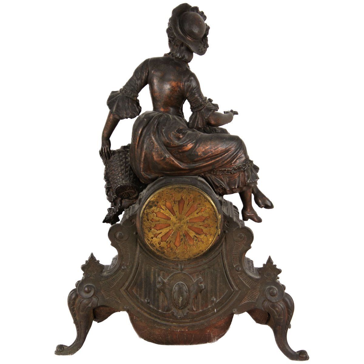 French Fireplace Clock In Bronze With Brass Movement By S. Marti & Cie, 1870s, Set Of 3 photo 2640.0