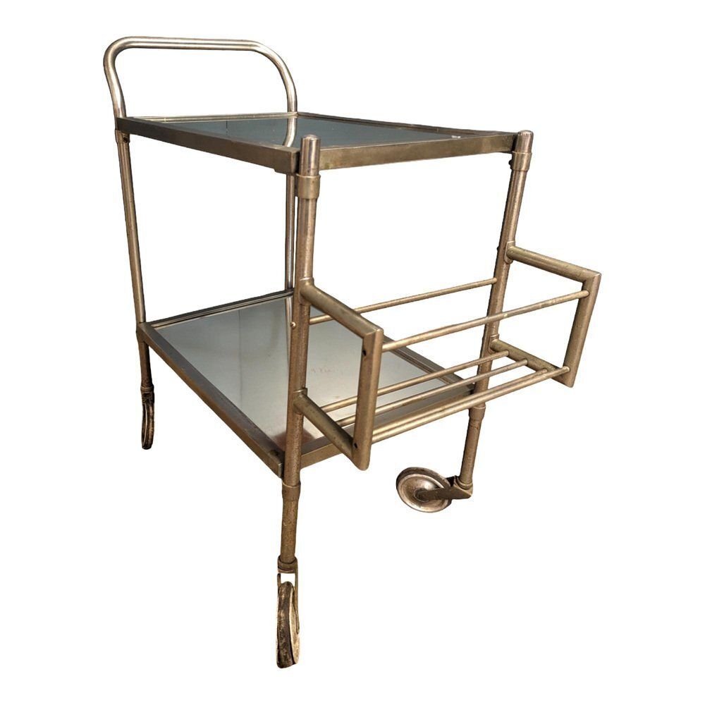 Rolling Trolley Bar With Mirror Top & Steel Structure