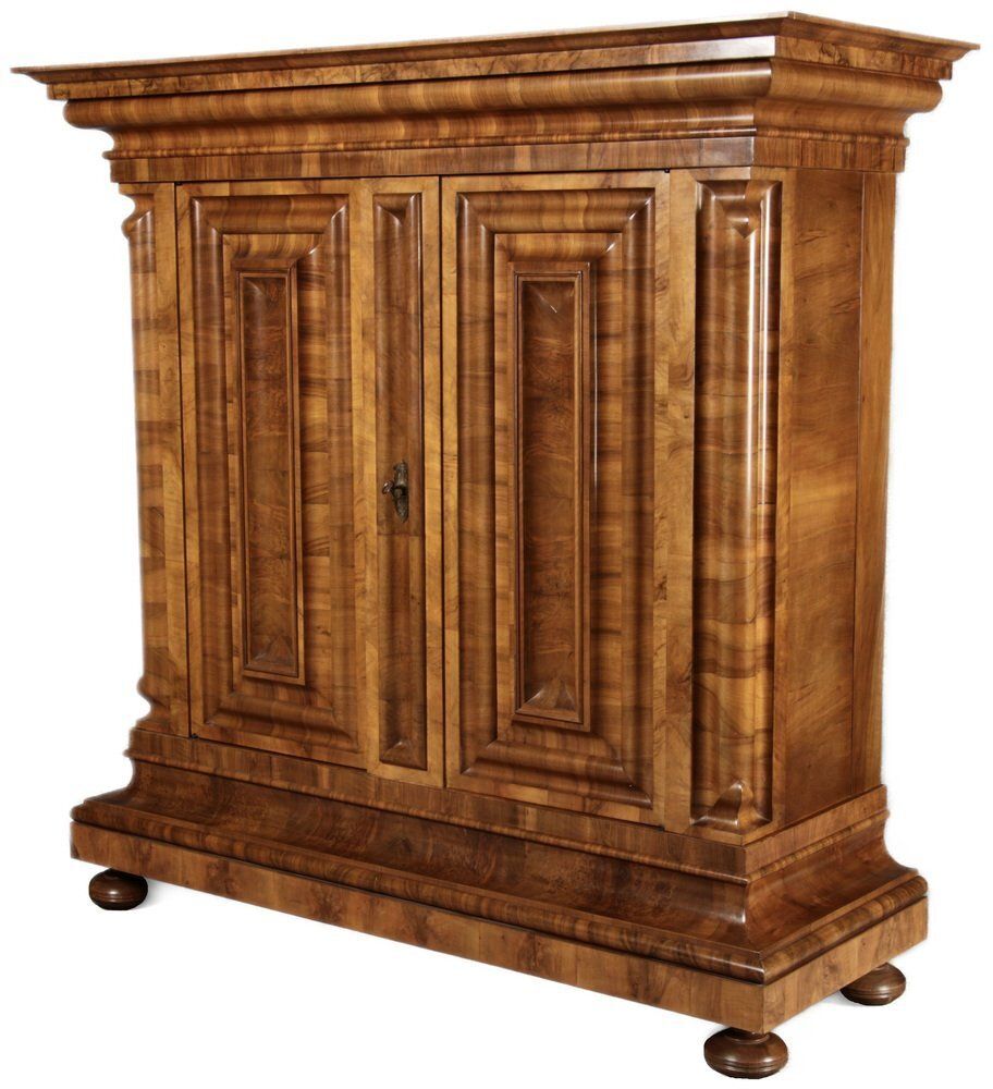 Antique Baroque Wet Wave Cabinet In Walnut, 18th Century photo for sale