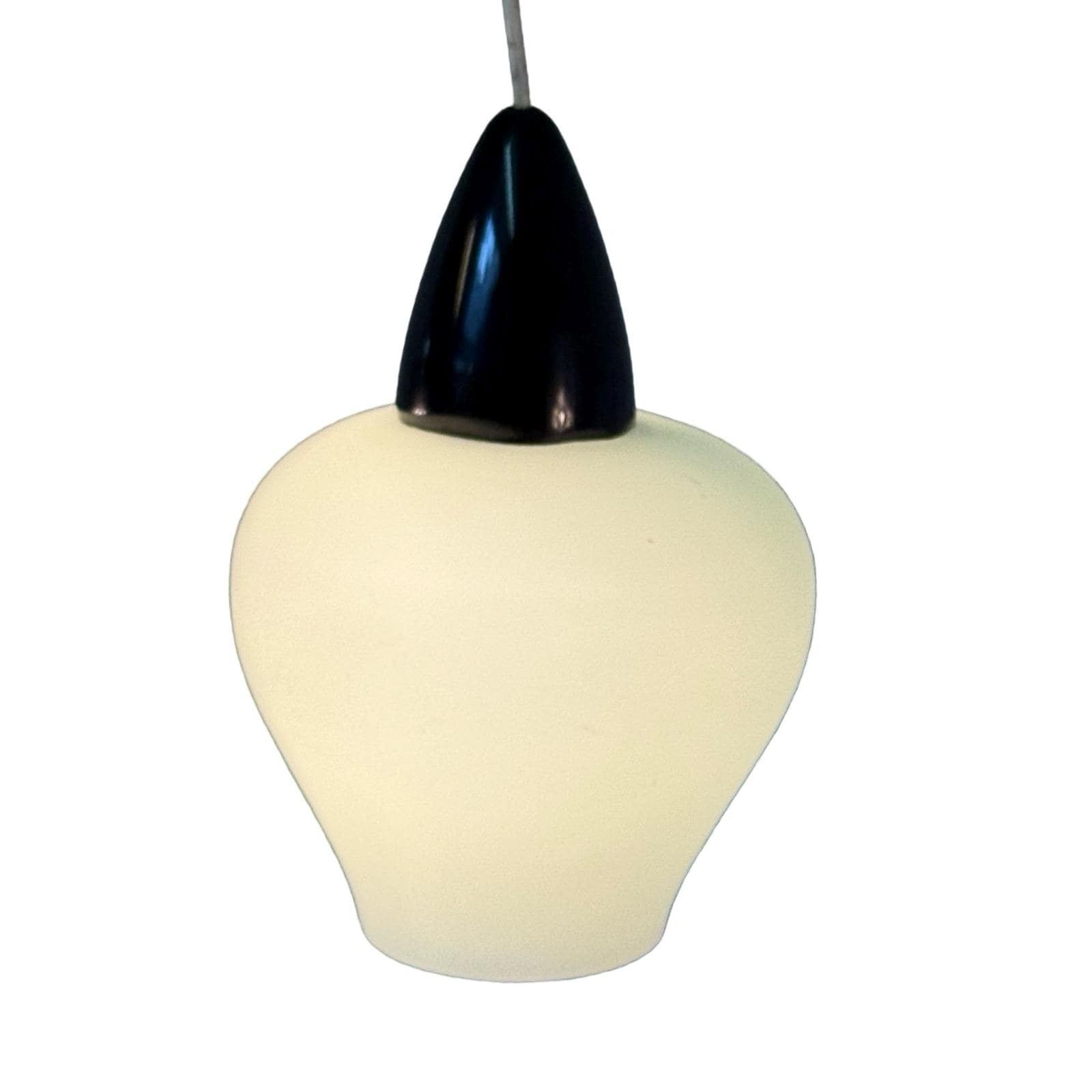 Vintage 50’s Mcm Hanging Pendant Frosted / Semi Translucent White Glass And Red Top Attr. Louis Kalff / Phillips photo Lighting