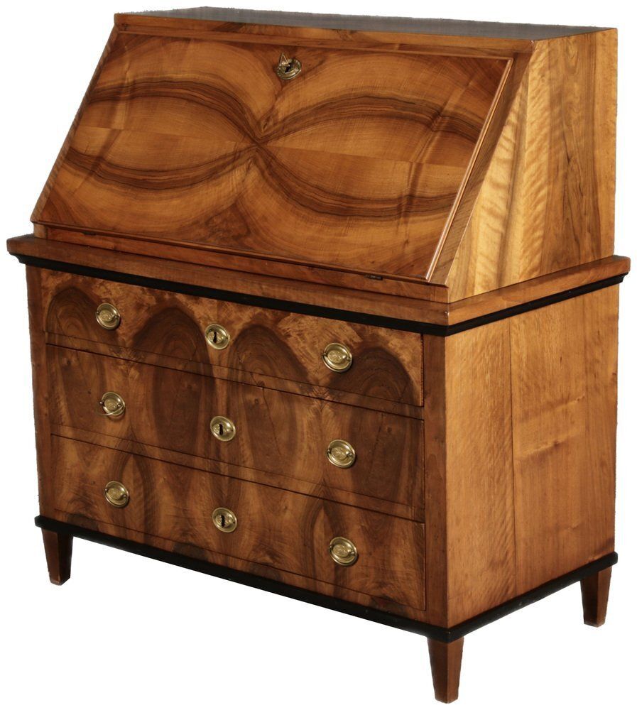 Biedermeier Secretary In Walnut, 1820s photo for sale