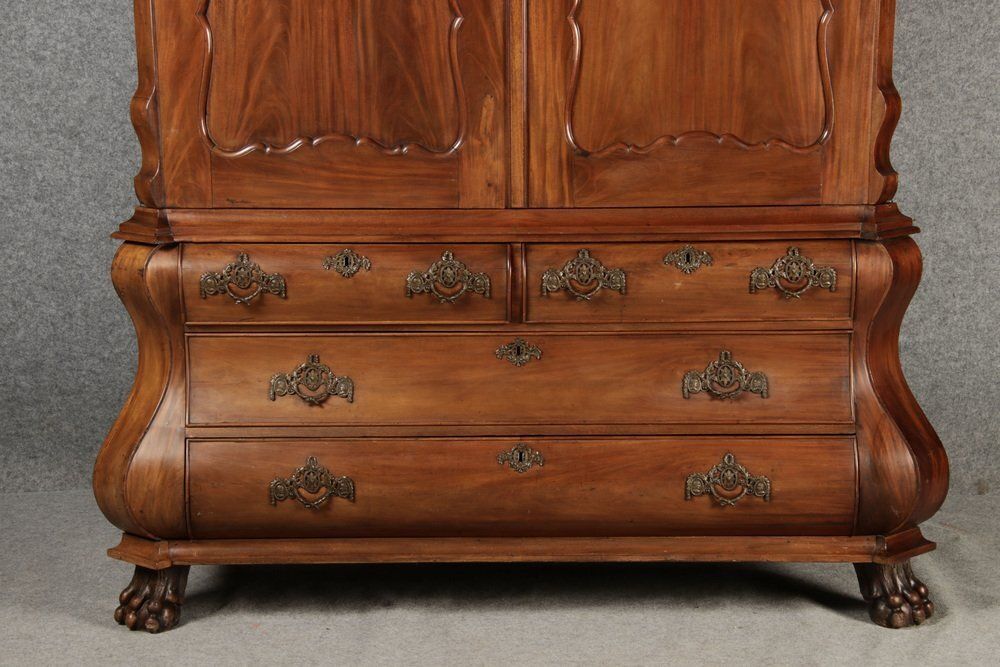 Antique Dutch Baroque Top Cabinet In Walnut, 19th Century photo buy
