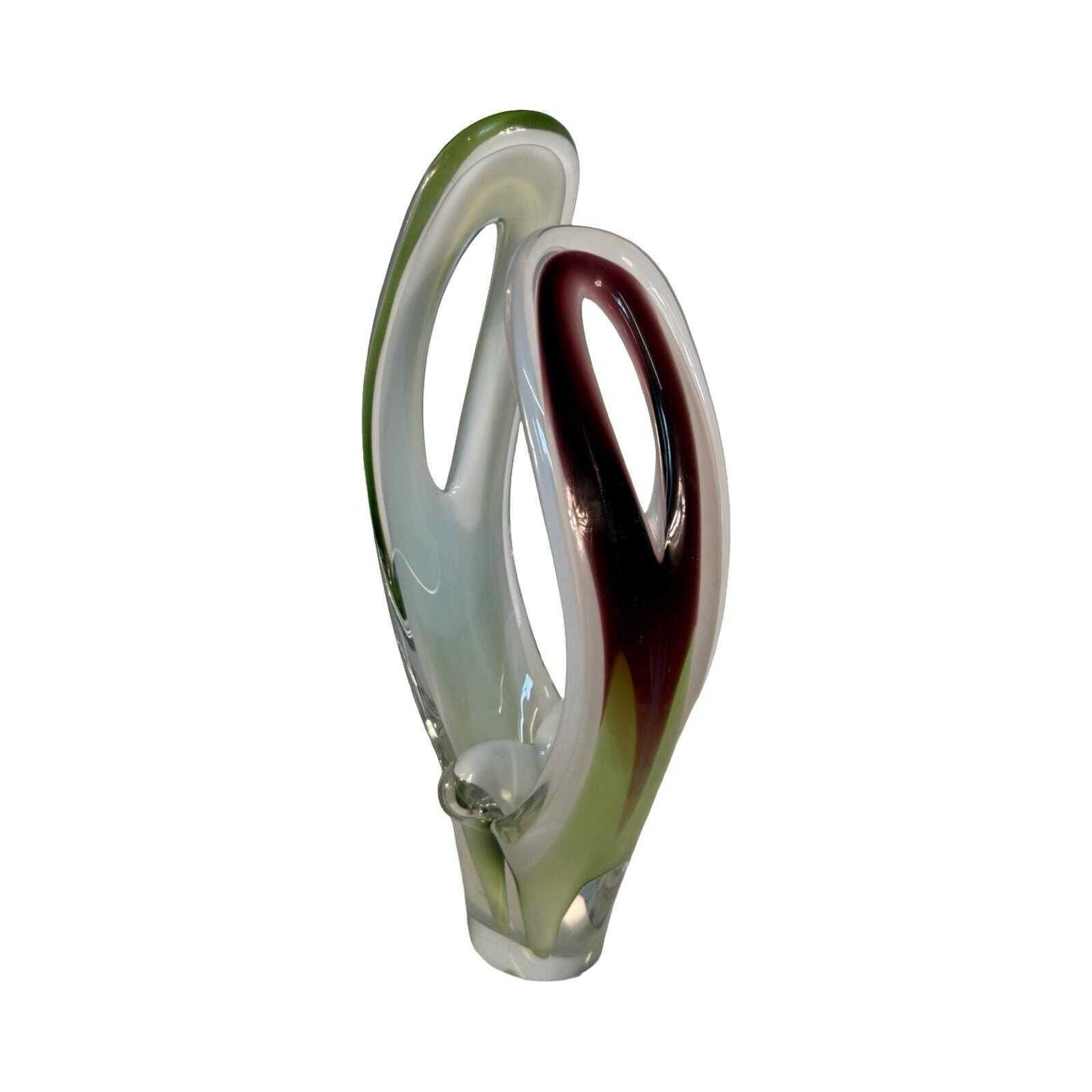 Paul Kedelv For Flygsfors Glass Art Sculpture Solid Glass, Signed Sweden, Ca. 1950 Vase Model 'Coquille'