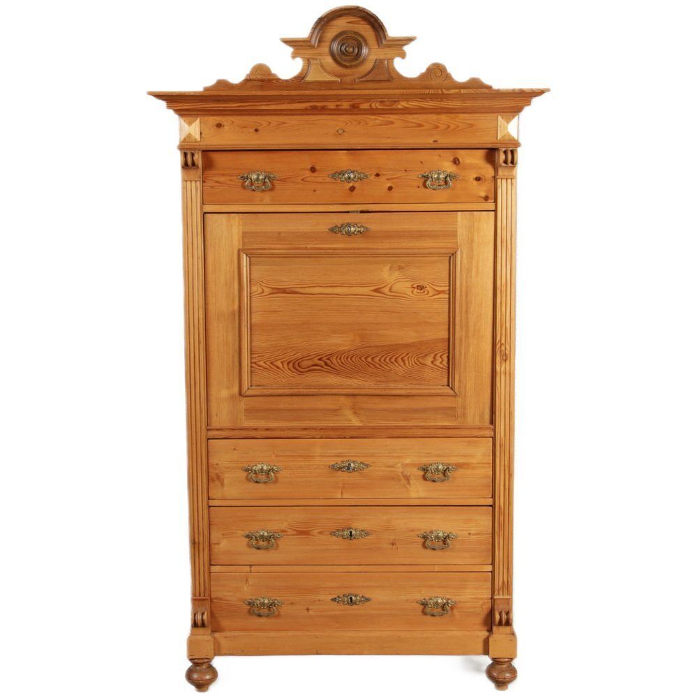Antique Secretaire In Softwood, 1880