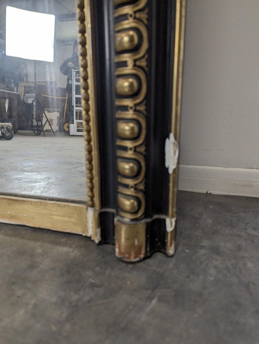 Large Napoleon III Mirror With Double Black And Gold Patina photo vinterior
