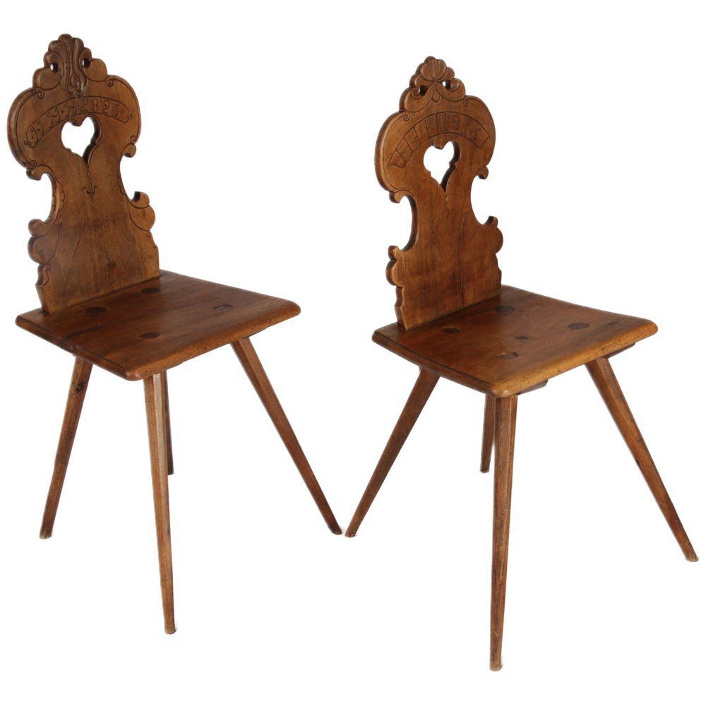 Antique Board Chairs In Walnut, 1815 1825, Set Of 2 photo furniture