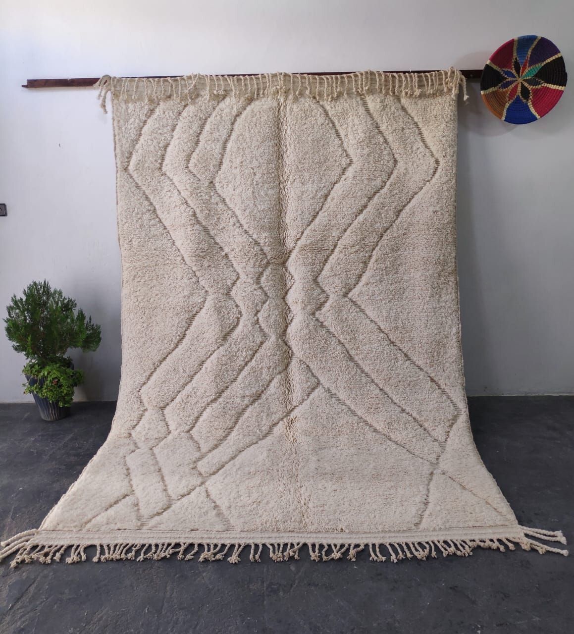 Large Sculpted Beni Ourain Rug With Organic Diamond Pattern 300x200 Cm photo furniture