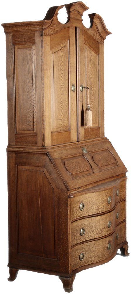 Antique Baroque Secretary In Oak, 1740 photo furniture