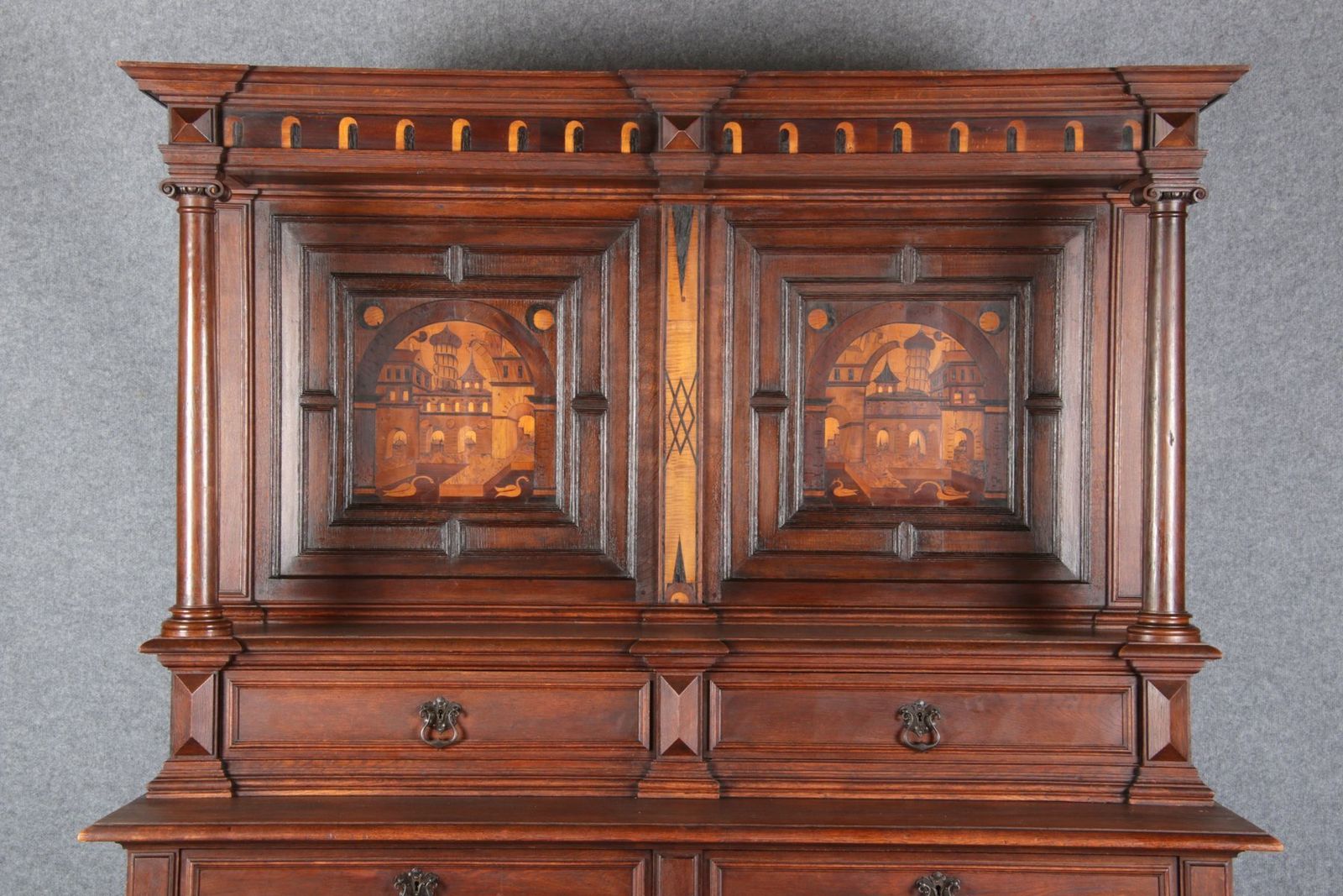 Antique Historicism Buffet With Architecture Inlaid, 19th Century photo 1974.0