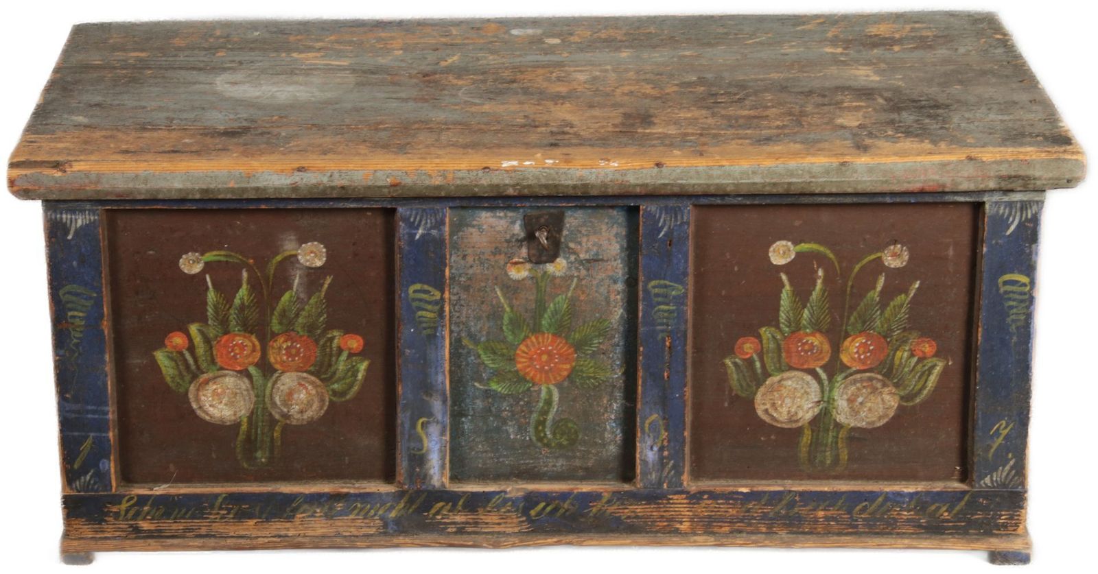 Small Antique Chamfered Chest In Softwood, 1897