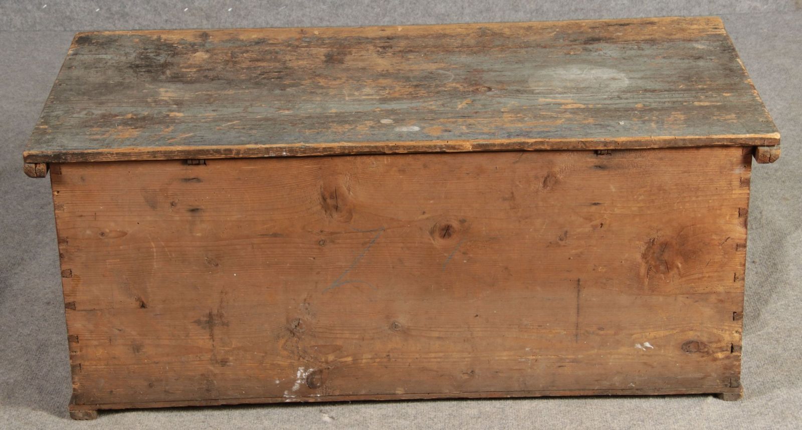 Small Antique Chamfered Chest In Softwood, 1897 photo vinterior