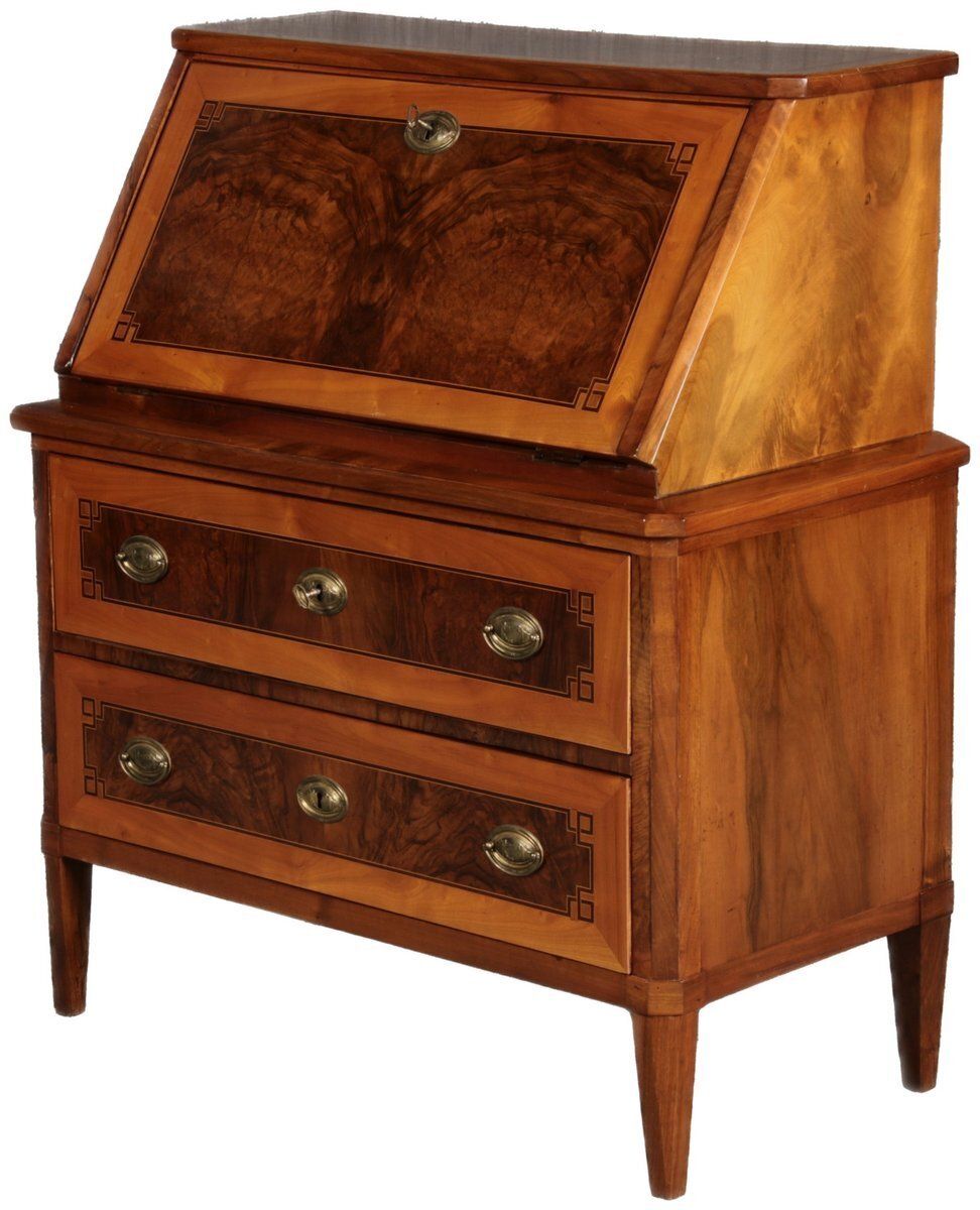 Antique Louis Seize Secretary In Walnut And Cherry, 1800 photo for sale