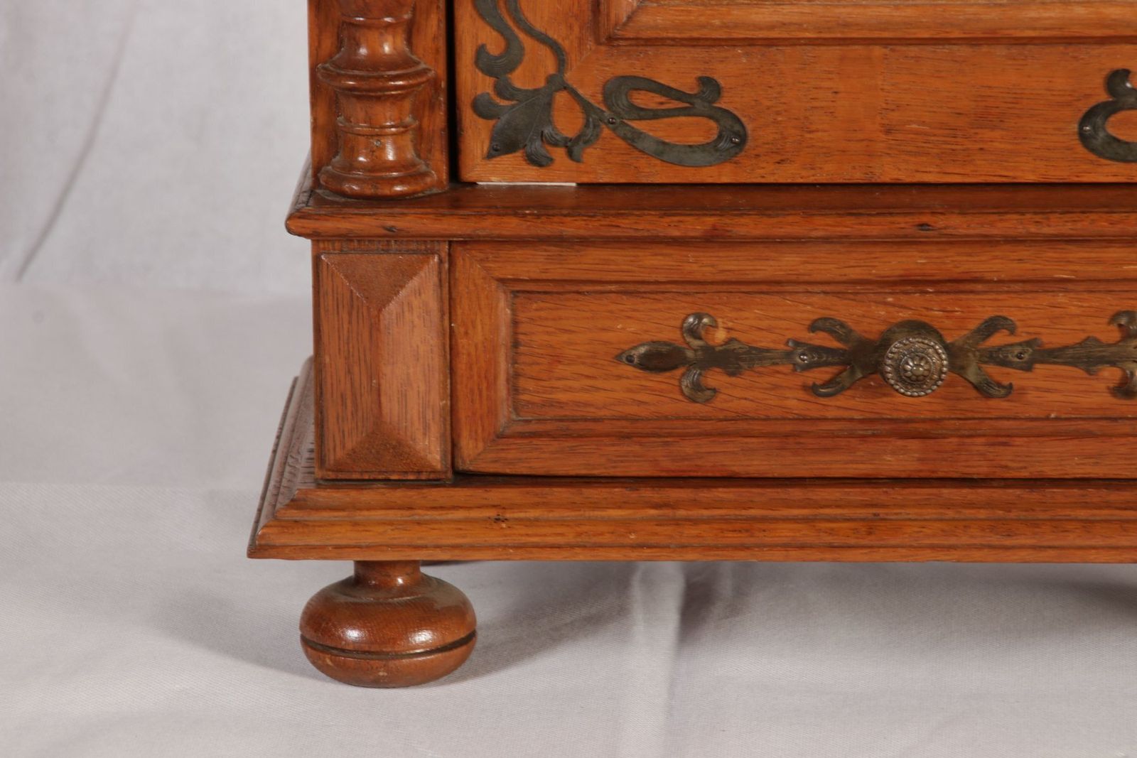 photo buy Antique Art Nouveau Hanging Cabinet Wall Cabinet Oak Brass Relief, 1900