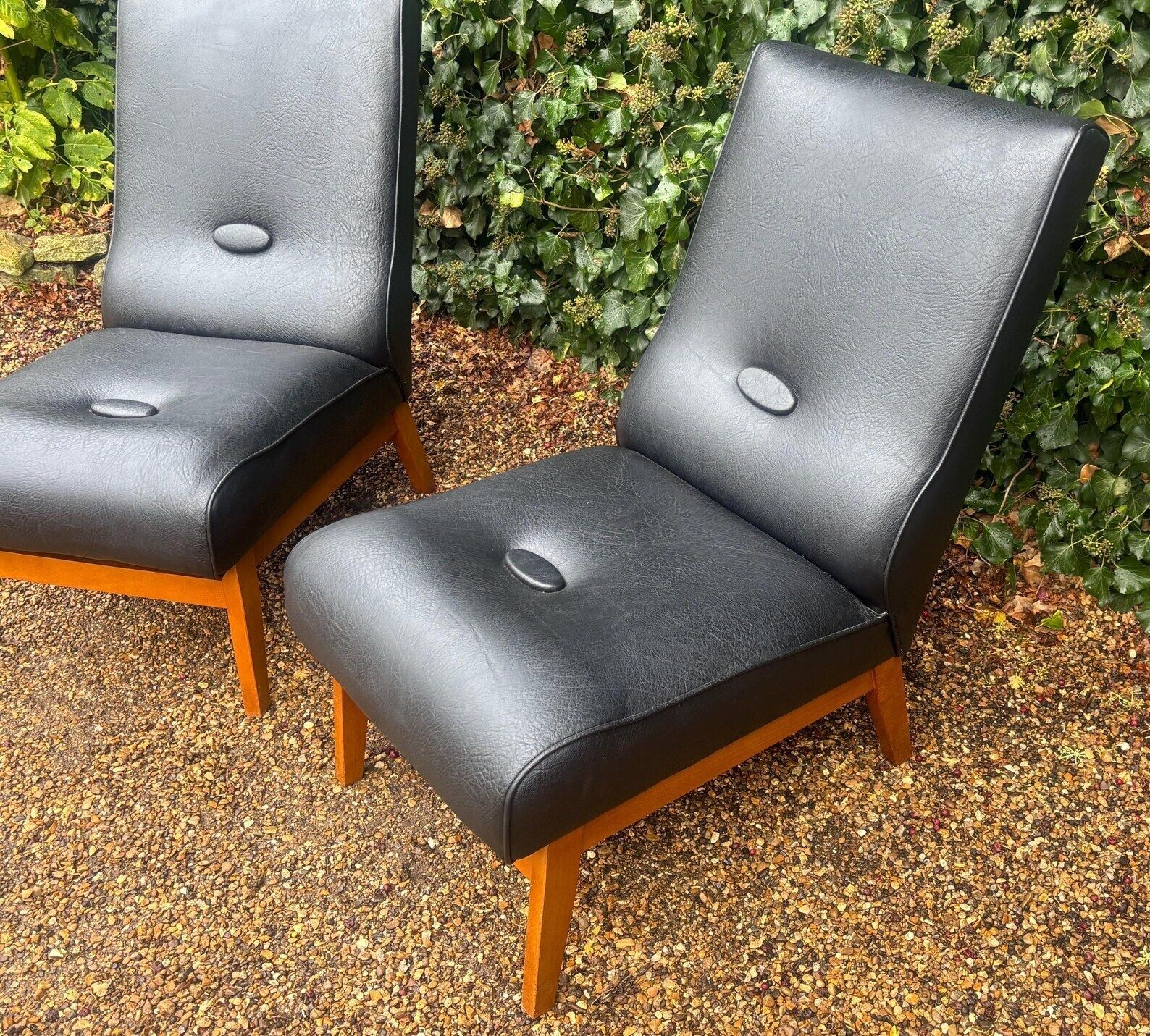 Mid Century Low Slung Lounge Slipper Chairs photo vinterior