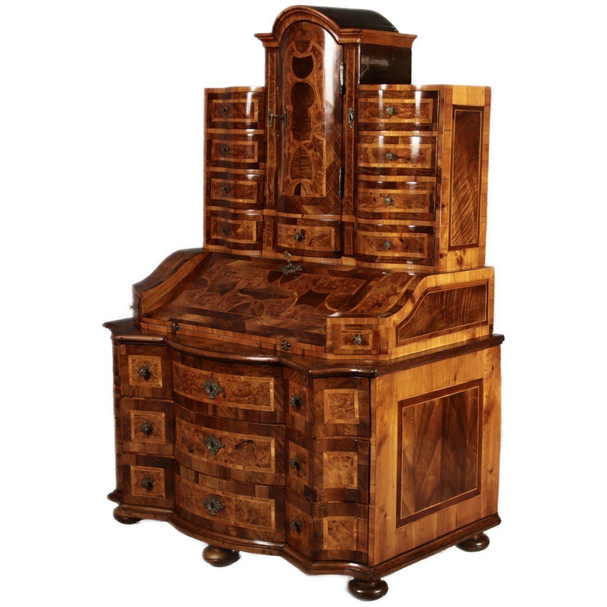18th Century Baroque Secretary Walnut Veneer Vienna Austria, 1710s photo for sale