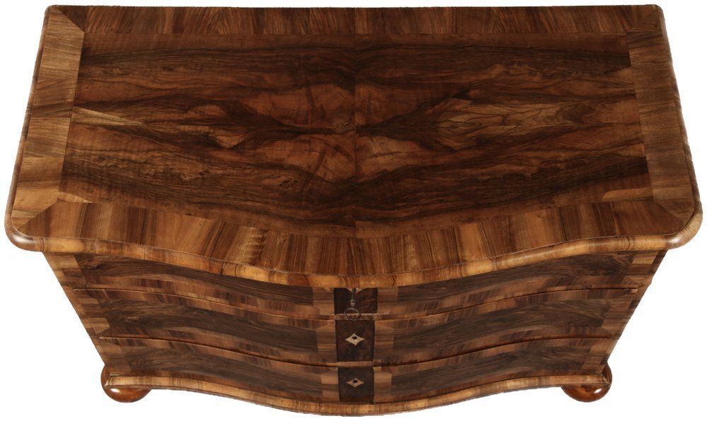 Biedermeier Baroque Chest Of Drawers In Walnut Veneer, 1800s photo Furniture