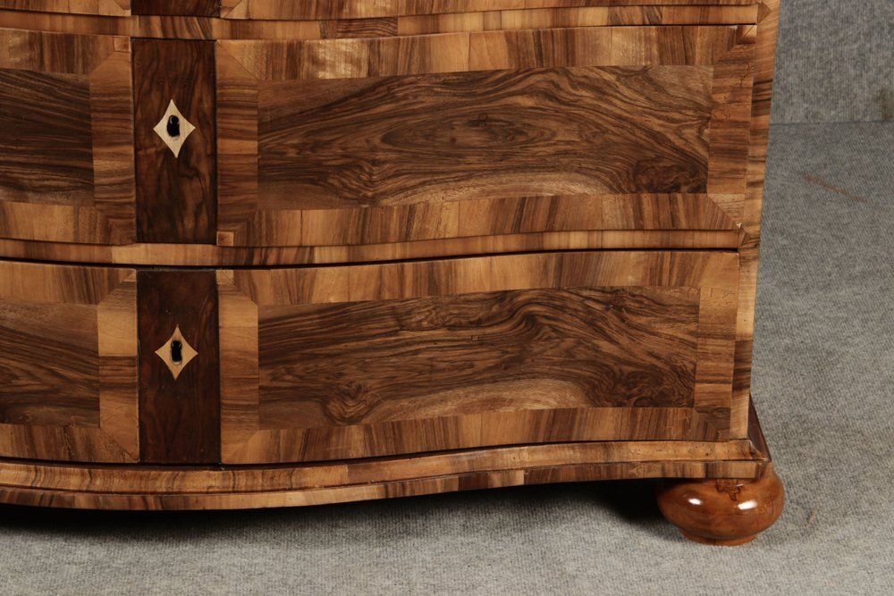 Biedermeier Baroque Chest Of Drawers In Walnut Veneer, 1800s photo 2974.0