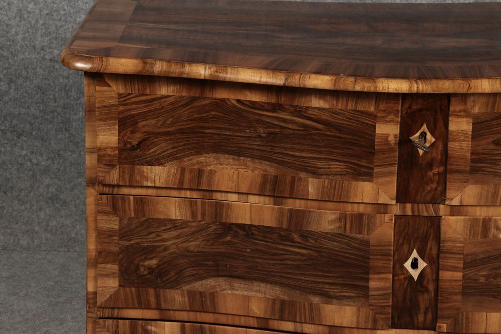 photo buy Biedermeier Baroque Chest Of Drawers In Walnut Veneer, 1800s