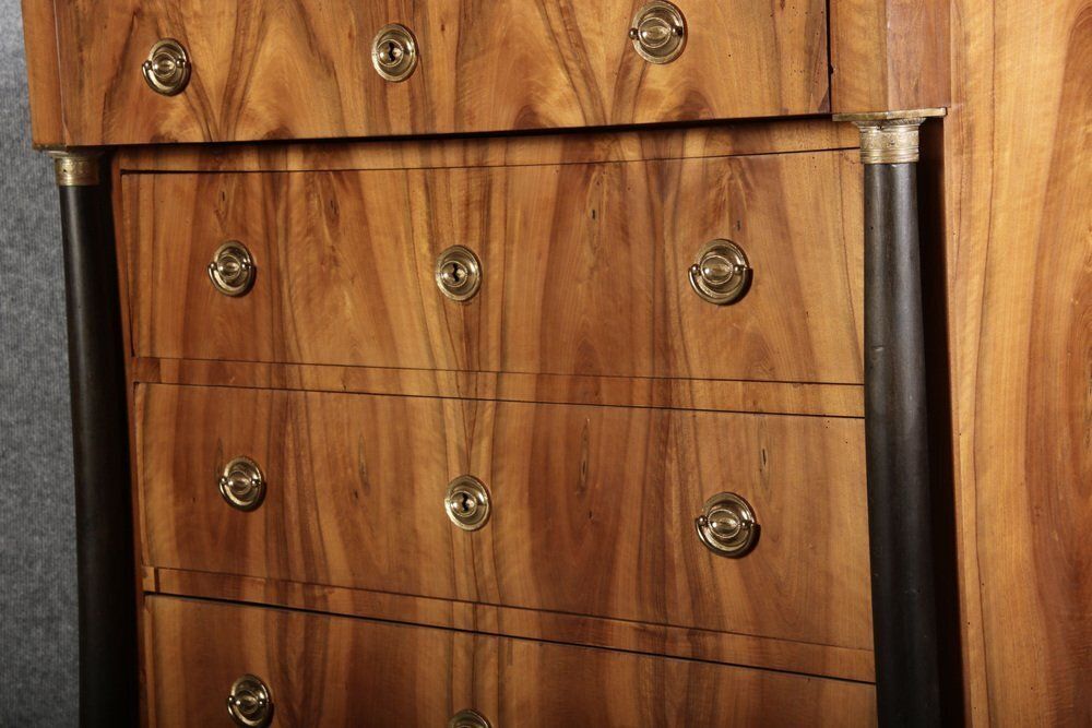 2640.0 Antique Empire Writing Chest Of Drawers In Walnut, 1810s photo