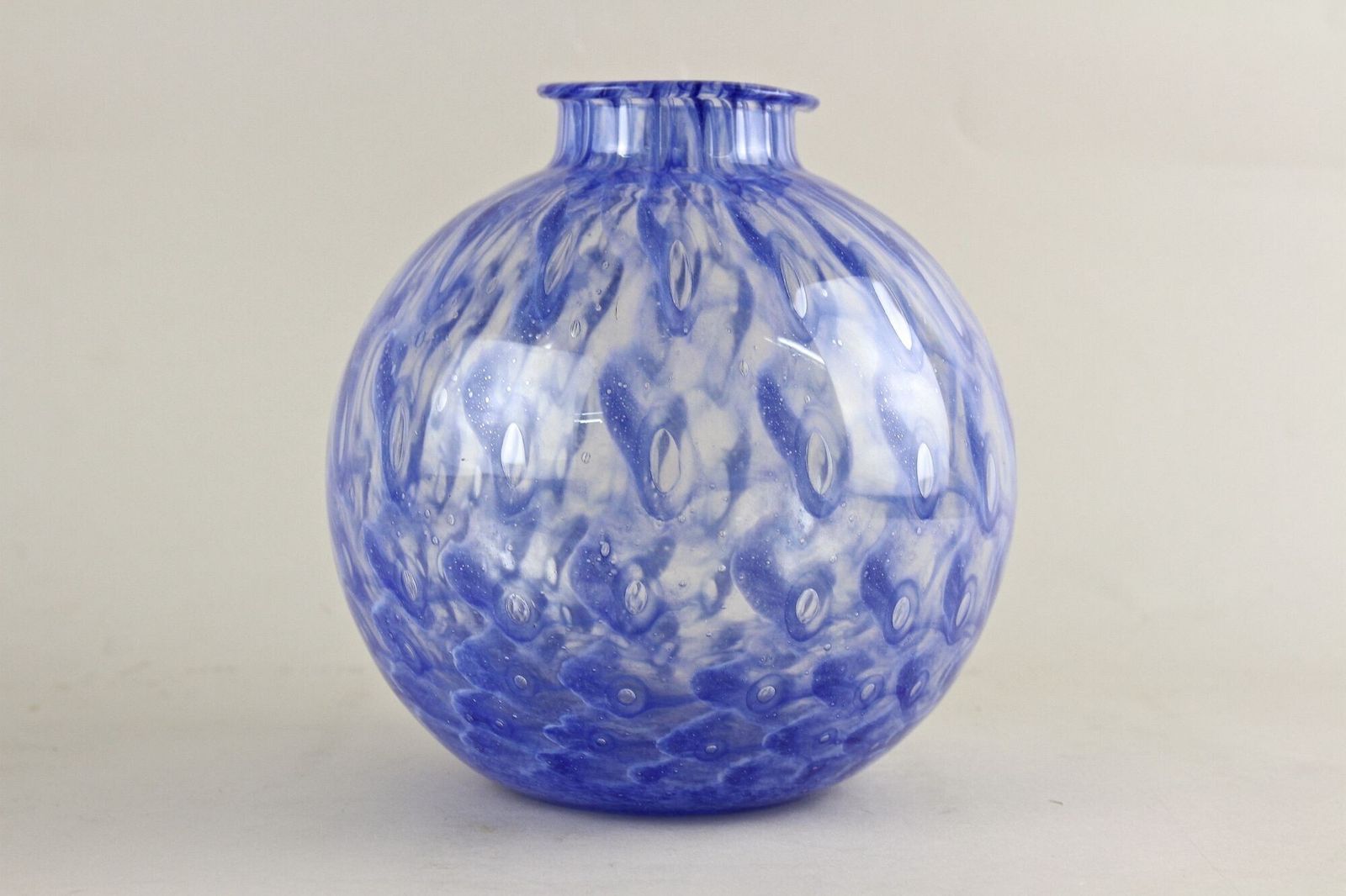 20th Century Blue Murano Glass Ball Vase, Mid Century Modern, Italy Ca. 1970 photo furniture
