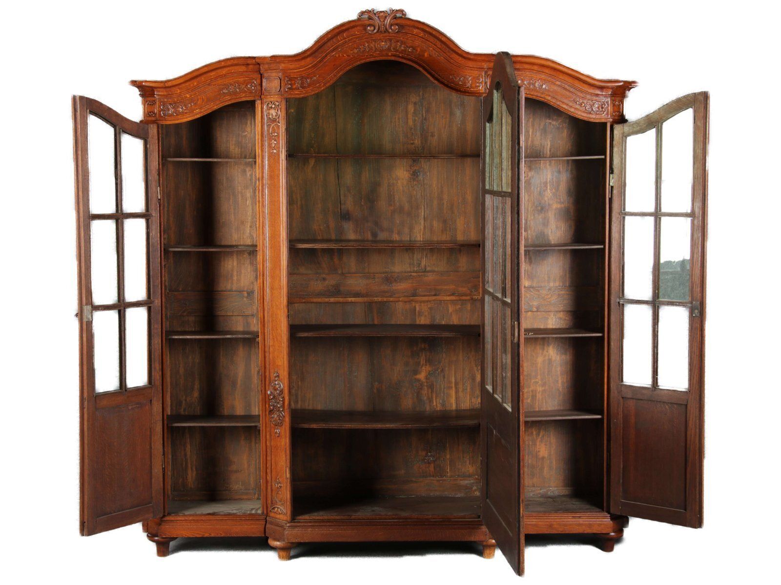 Antique Baroque Oak 3 Door Display Case With Carvings, Aachen Lüttich, 19th Century photo Furniture