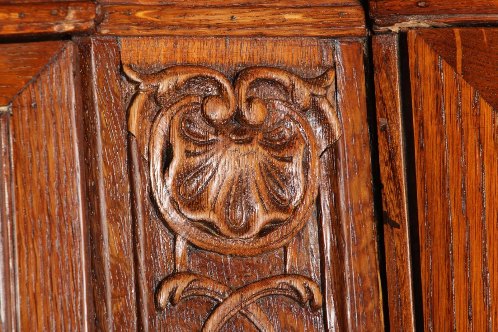 Antique Baroque Oak 3 Door Display Case With Carvings, Aachen Lüttich, 19th Century photo buy