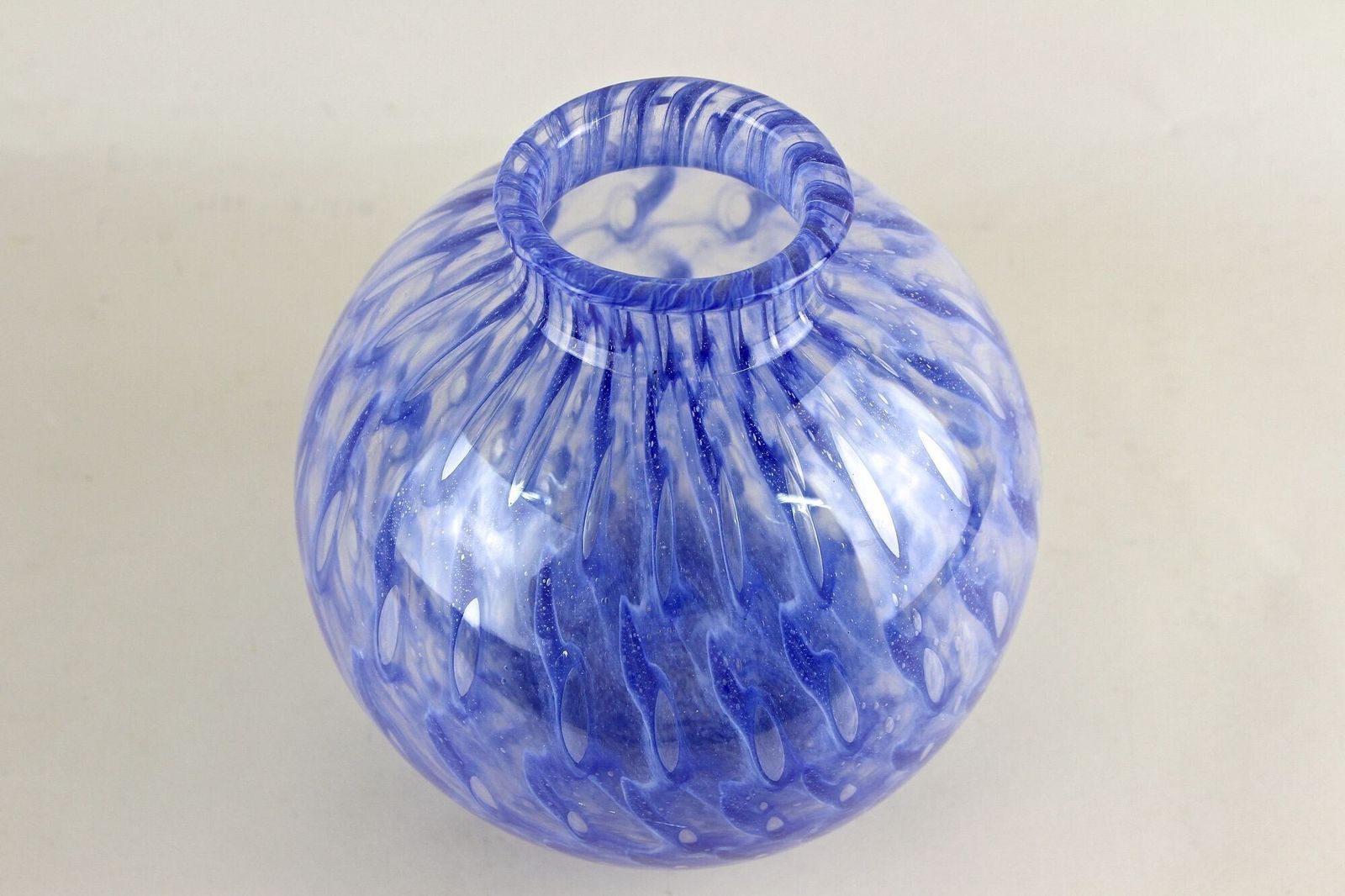 photo furniture 20th Century Blue Murano Glass Ball Vase, Mid Century Modern, Italy Ca. 1970