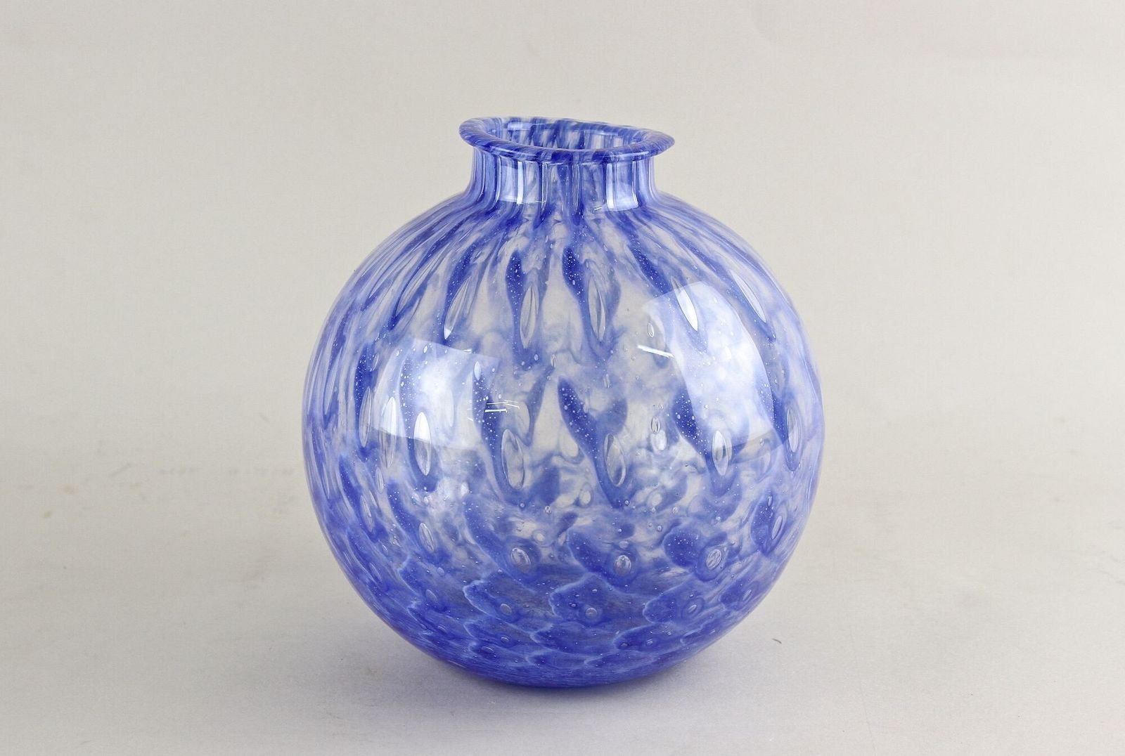 photo for sale 20th Century Blue Murano Glass Ball Vase, Mid Century Modern, Italy Ca. 1970