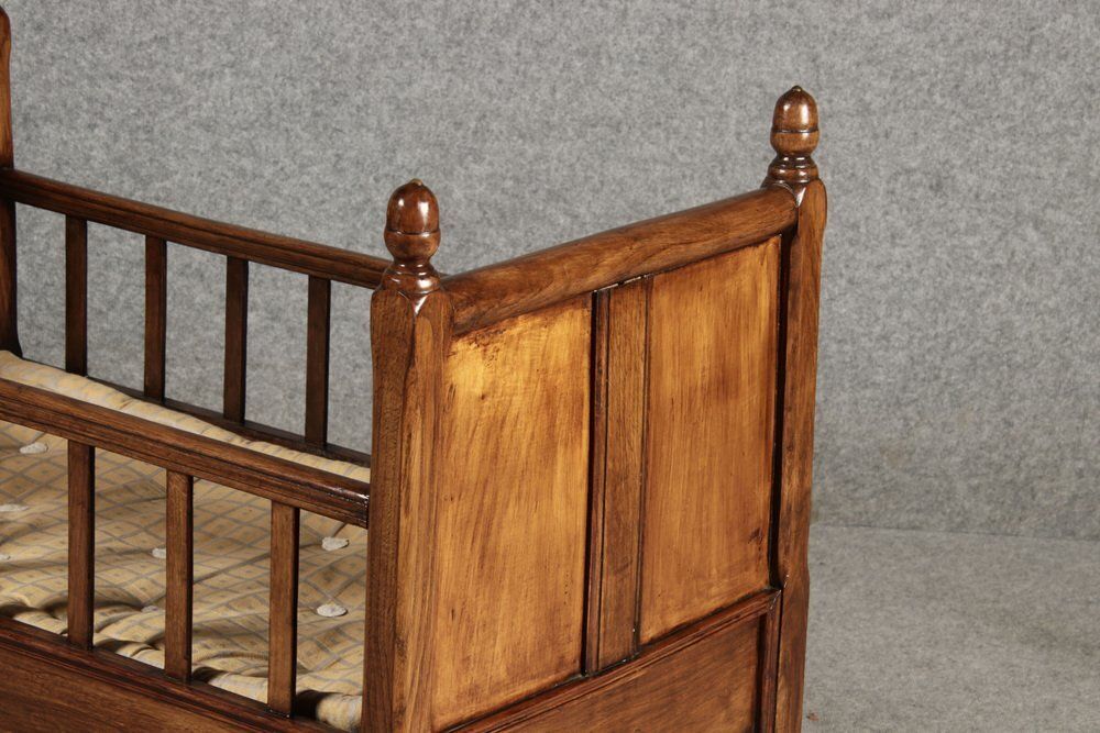 19th Century Biedermeier Walnut Childrens Bed Doll Bed, 1830s photo vintage