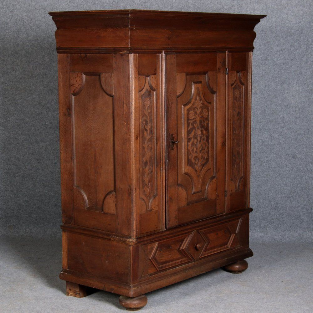 photo vinterior Small Baroque 1 Door Cabinet In Oak, 18th Century