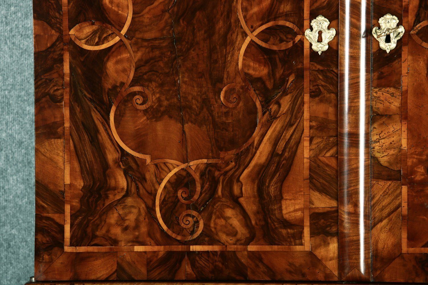 12807.0 Baroque Secretary Walnut With Inlays, 1740s photo