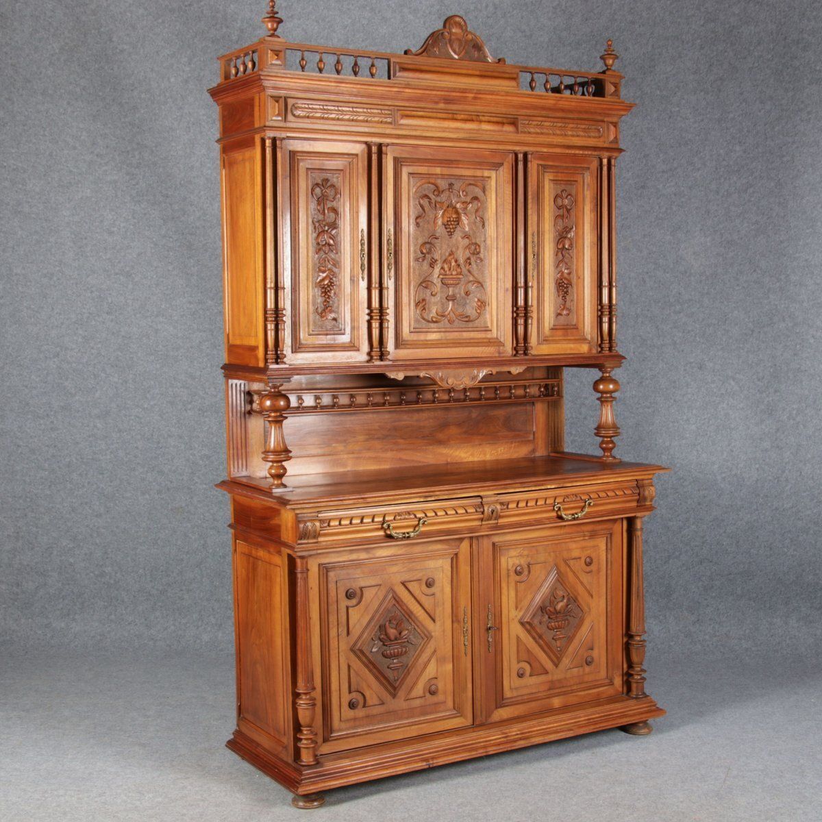 Furniture Antique Historicism Buffet In Walnut, 19th Century photo