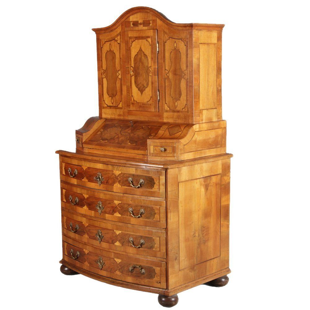 Baroque Secretaire In Walnut, 18th Century photo for sale
