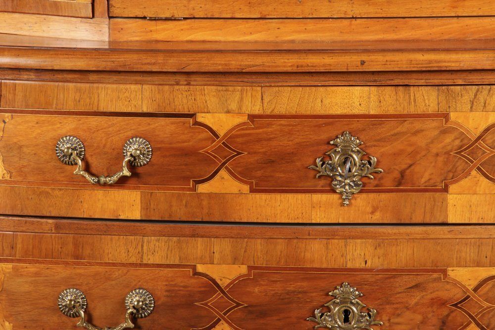Furniture Baroque Secretaire In Walnut, 18th Century photo