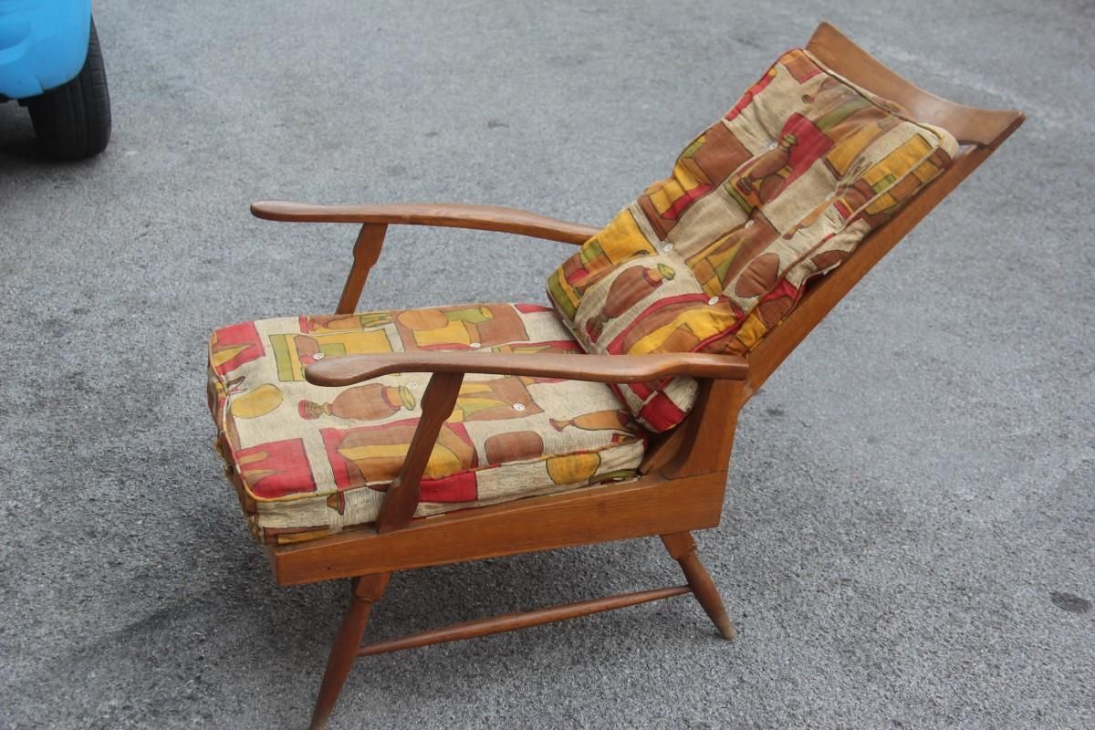 Midcentury Italian Design Reclining Chestnut Armchair 1950s Shaped Paolo Buffa photo Furniture