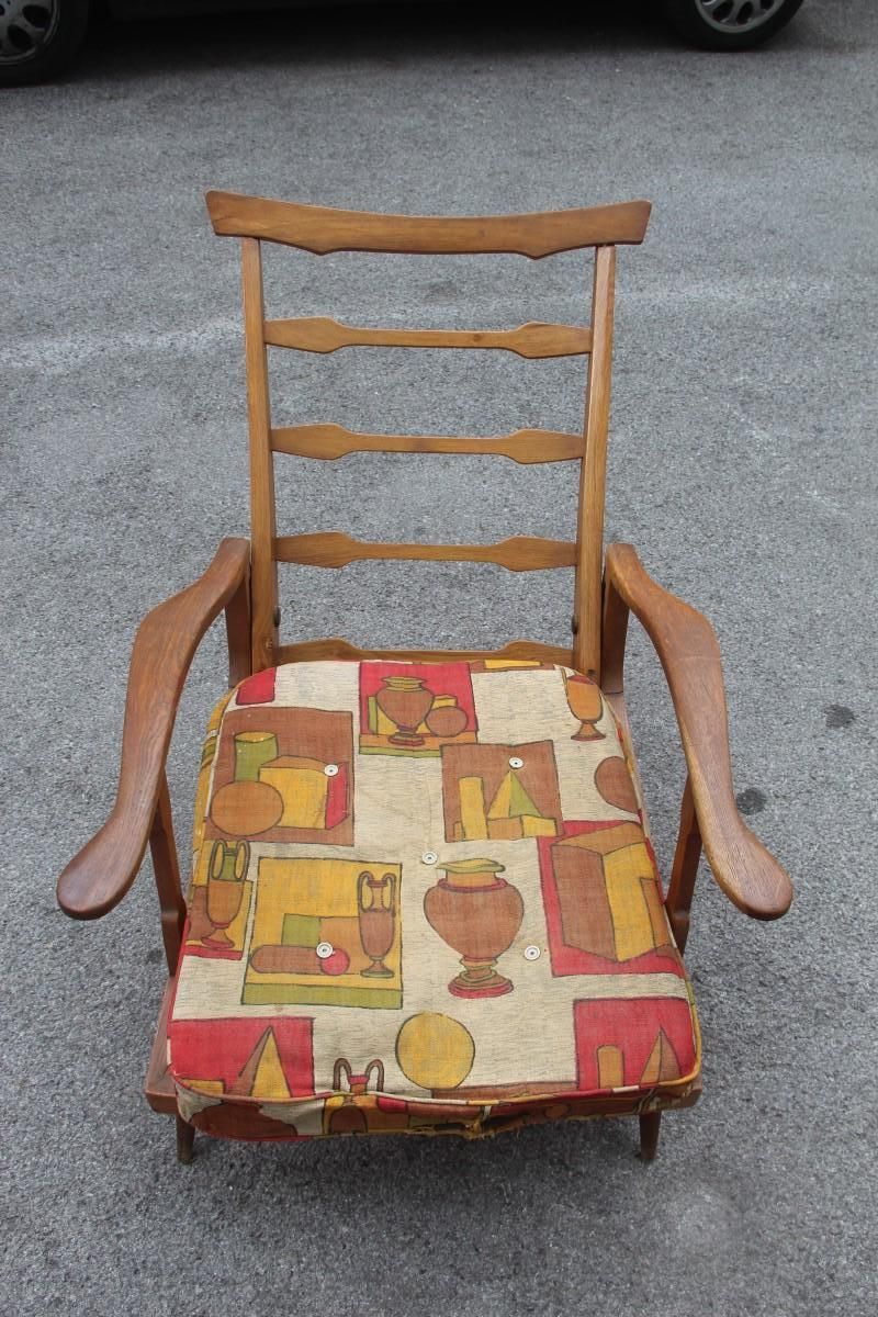 Midcentury Italian Design Reclining Chestnut Armchair 1950s Shaped Paolo Buffa photo buy