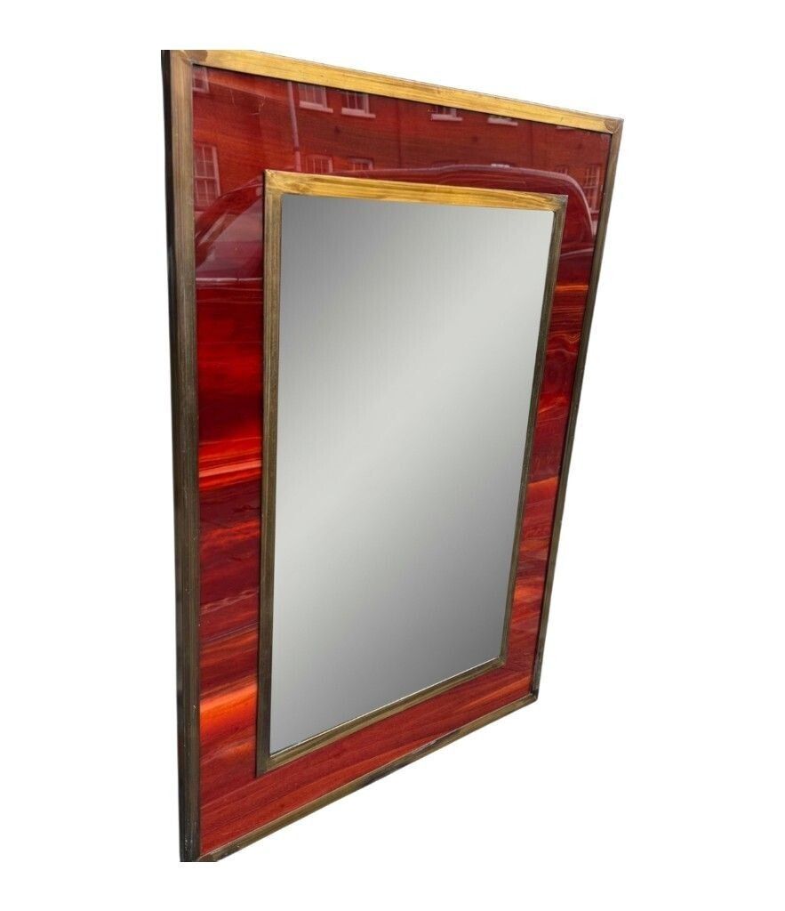 An Italian 1970s Faux Tortoiseshell And Brass Landscape Or Portrait Mirror photo Home Decor