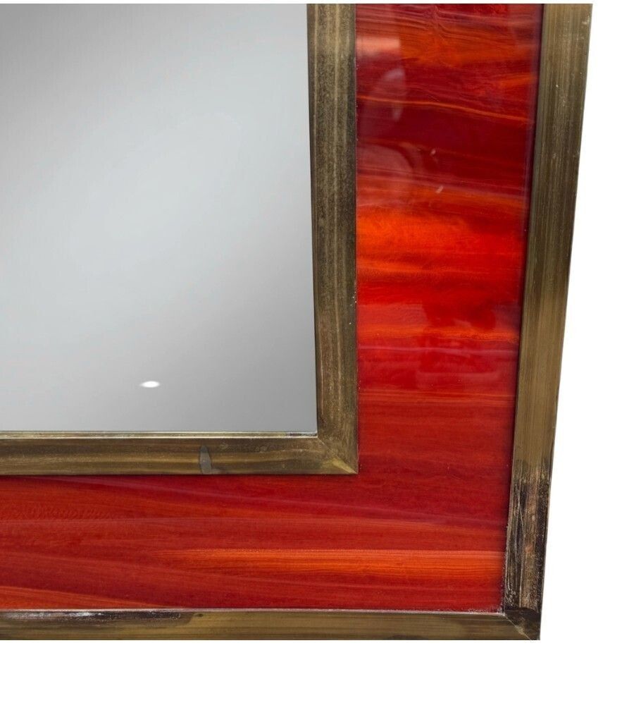 1950.0 An Italian 1970s Faux Tortoiseshell And Brass Landscape Or Portrait Mirror photo
