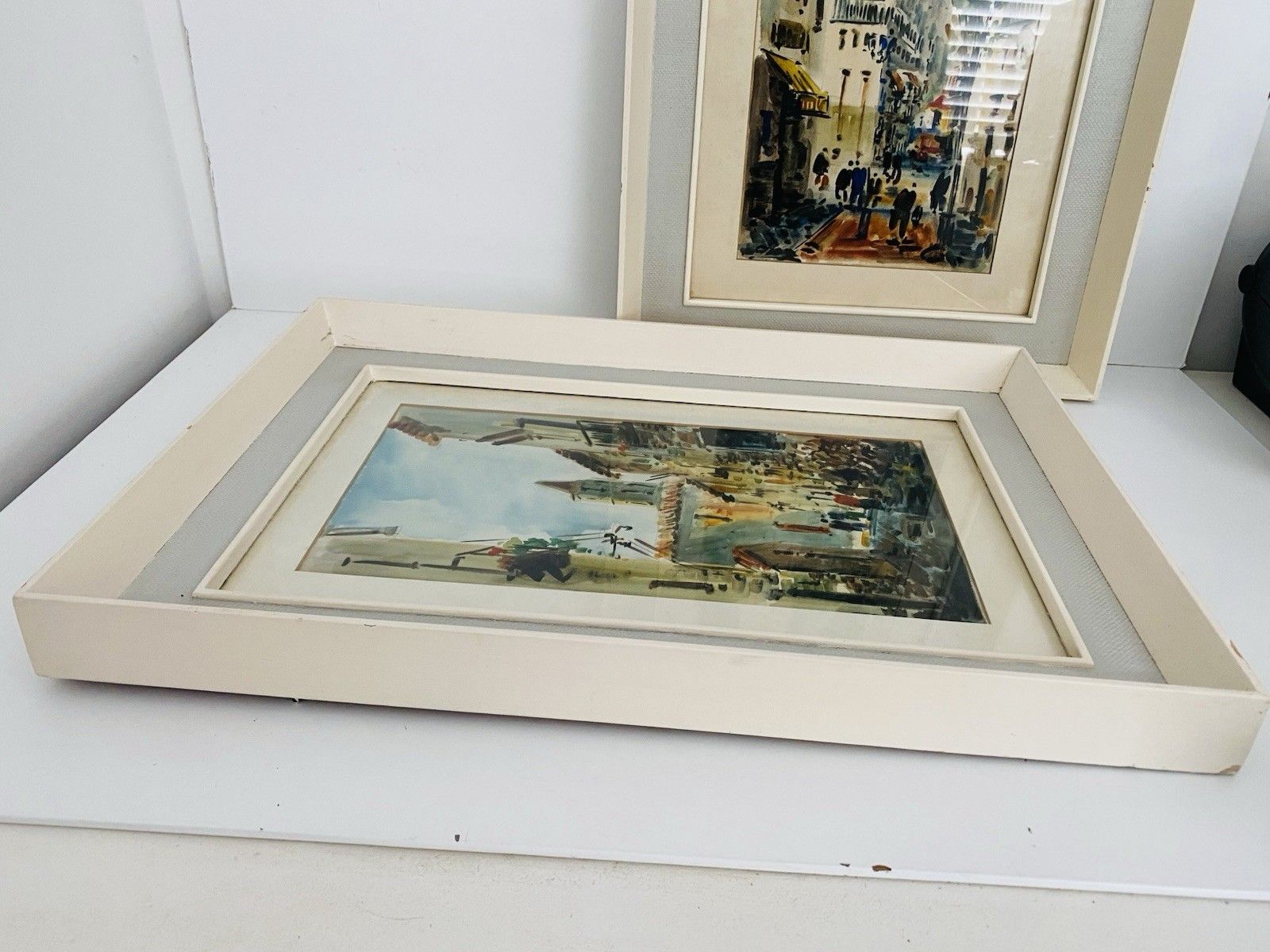 photo vinterior Pair Of Diaz Framed Street Scene Prints Mediterranean Village Art Wall Decor Vtg