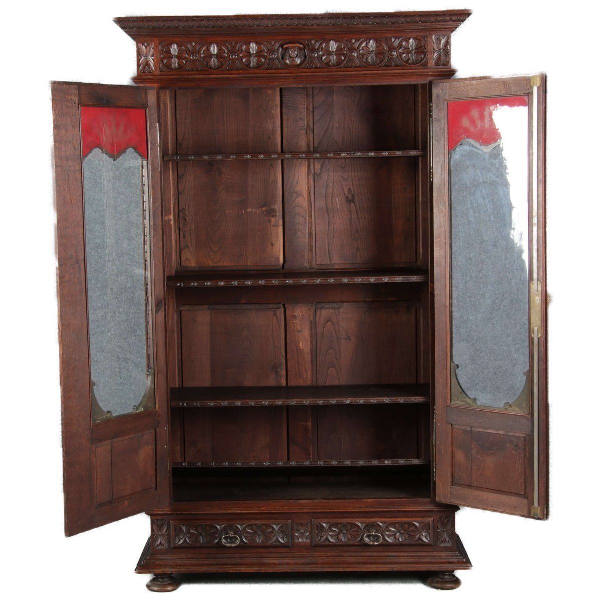 Antique Breton Wilhelminian Historism Oak Vitrine, 19th Century photo Furniture