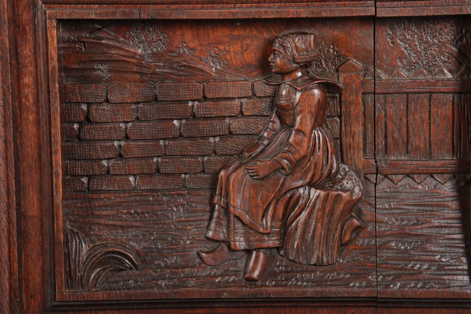 Antique Breton Wilhelminian Historism Oak Vitrine, 19th Century photo vinterior