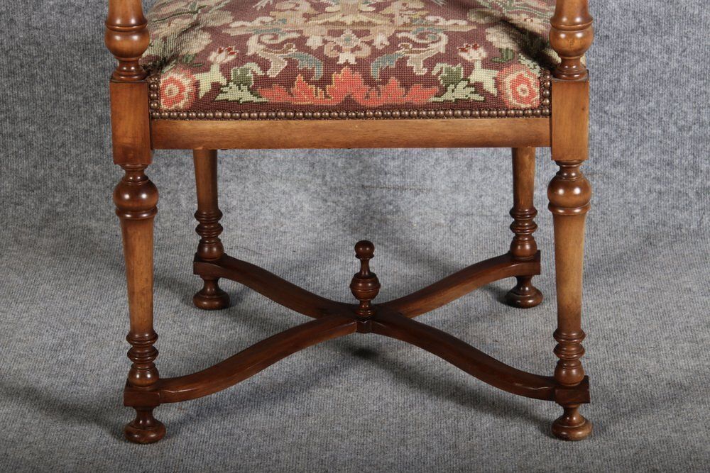 Furniture Vintage Baroque Style Armchair In Walnut, 1940 photo