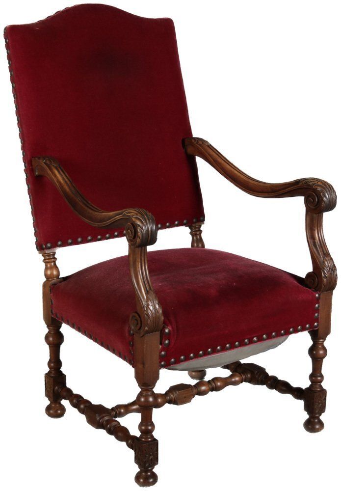 Antique Baroque Armchair In Walnut, 1880