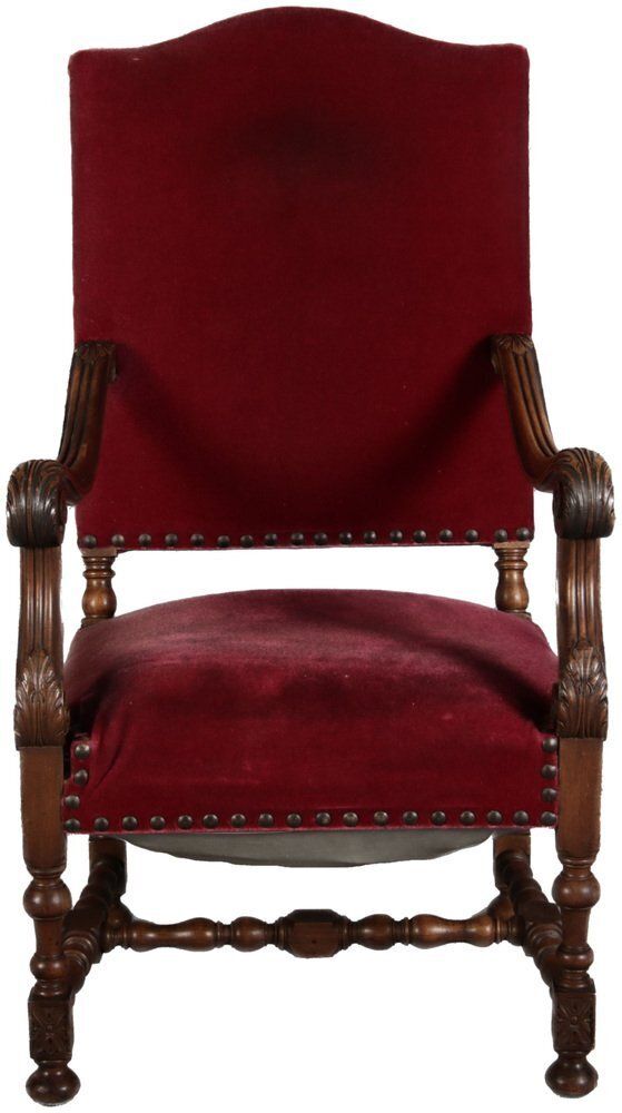 Antique Baroque Armchair In Walnut, 1880 photo for sale