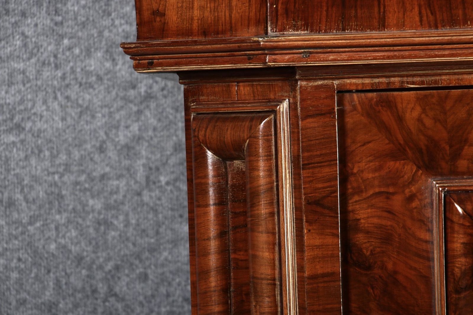 Antique Baroque Wave Top Cabinet In Walnut, 1720 photo buy