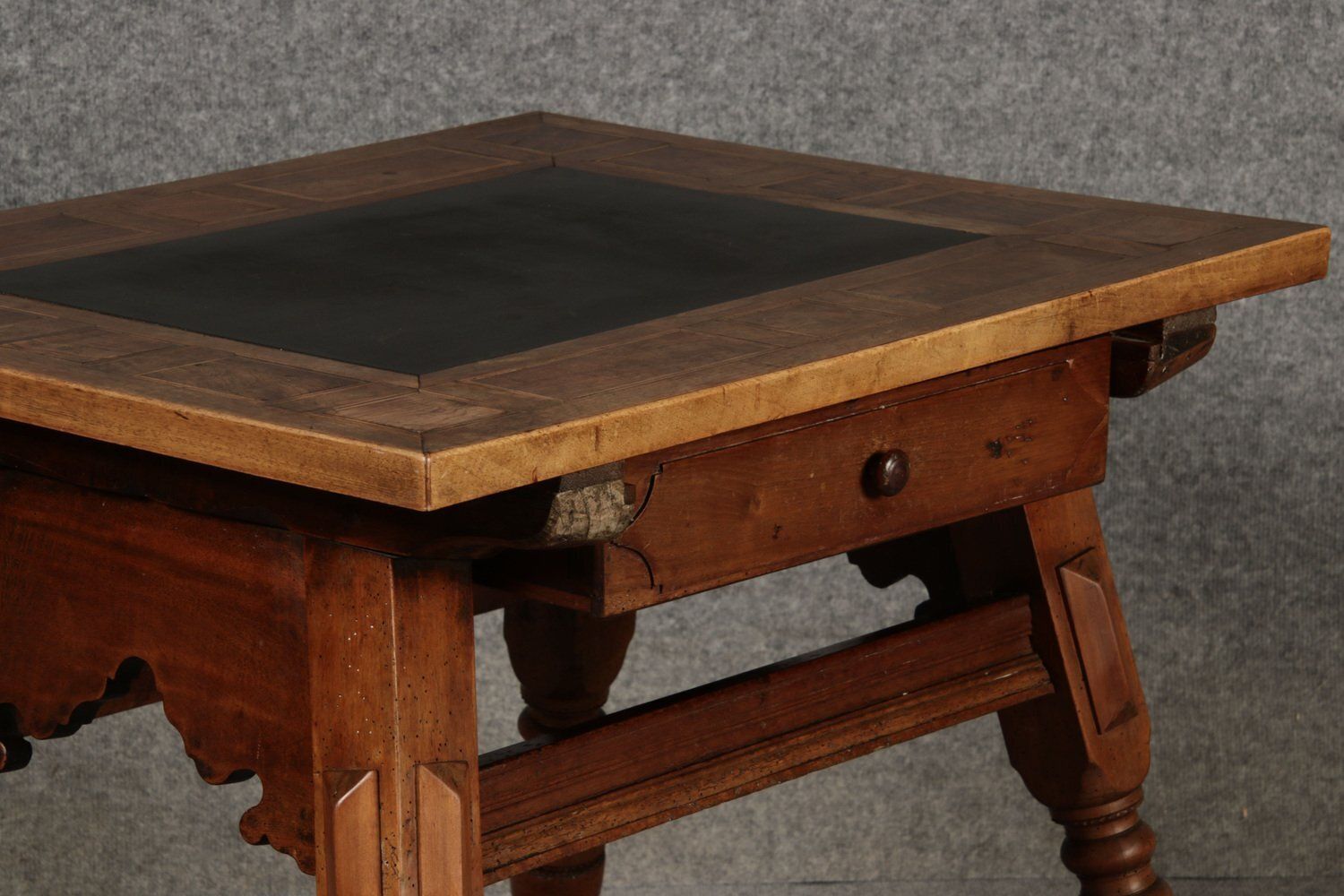 Furniture Small Antique Boatmans Table In Walnut With Inlays, 1800 photo