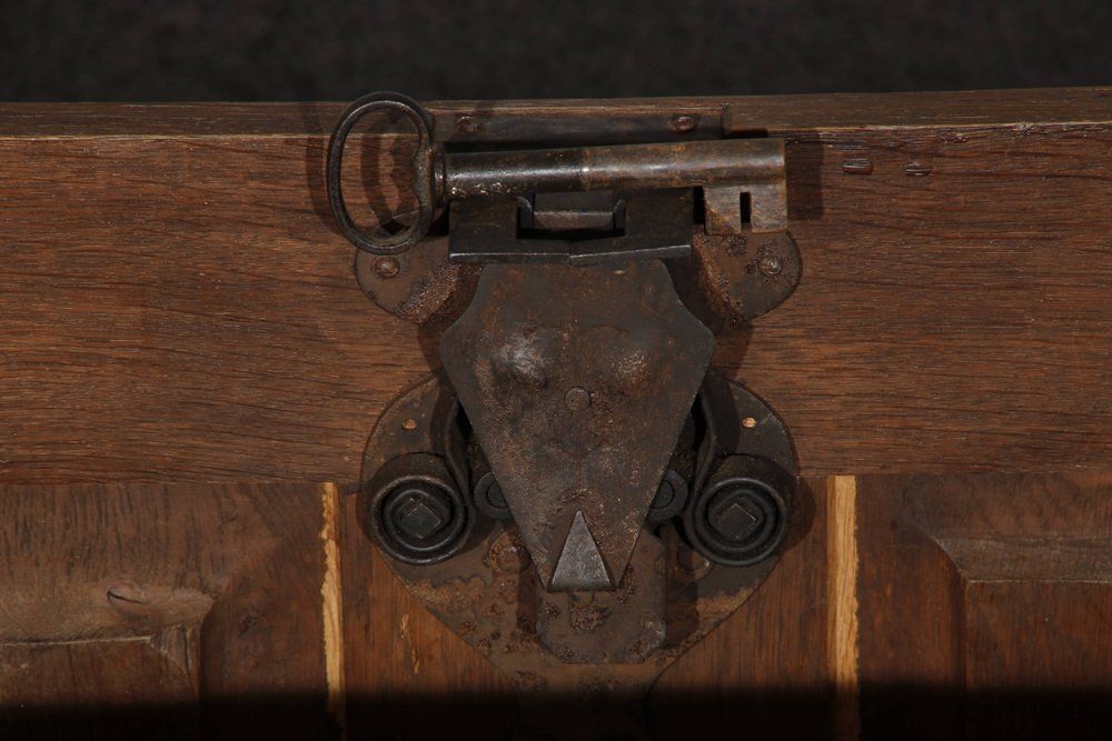 Furniture Renaissance Style Chest In Oak, 1940s photo