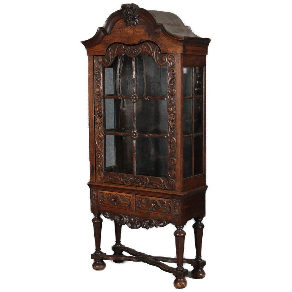 19 Century Baroque Showcase In Oak, 1800s photo for sale