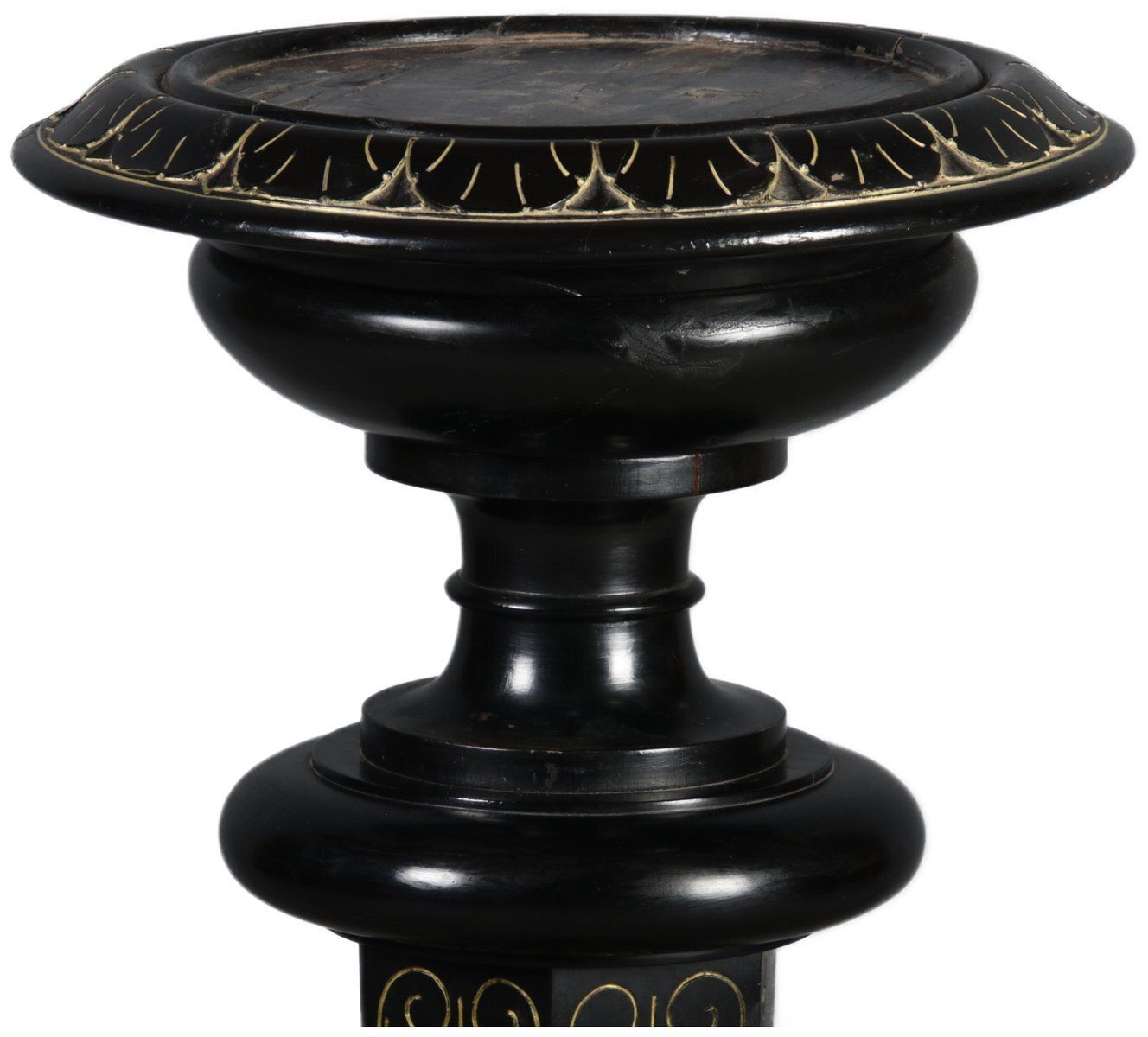 Antique Art Nouveau Floral Column In Black Gold, 1900 photo Home Decor