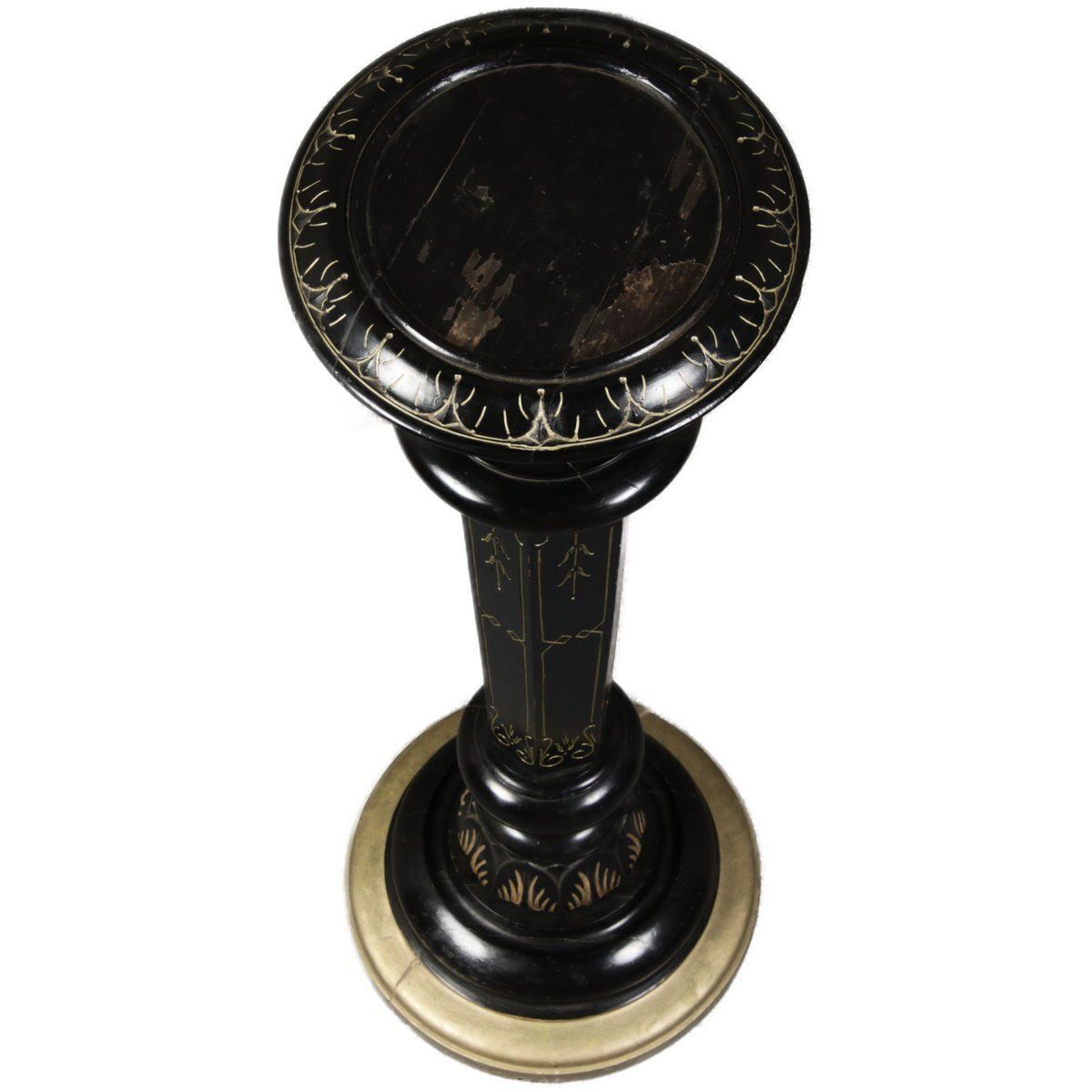 Antique Art Nouveau Floral Column In Black Gold, 1900 photo vinterior